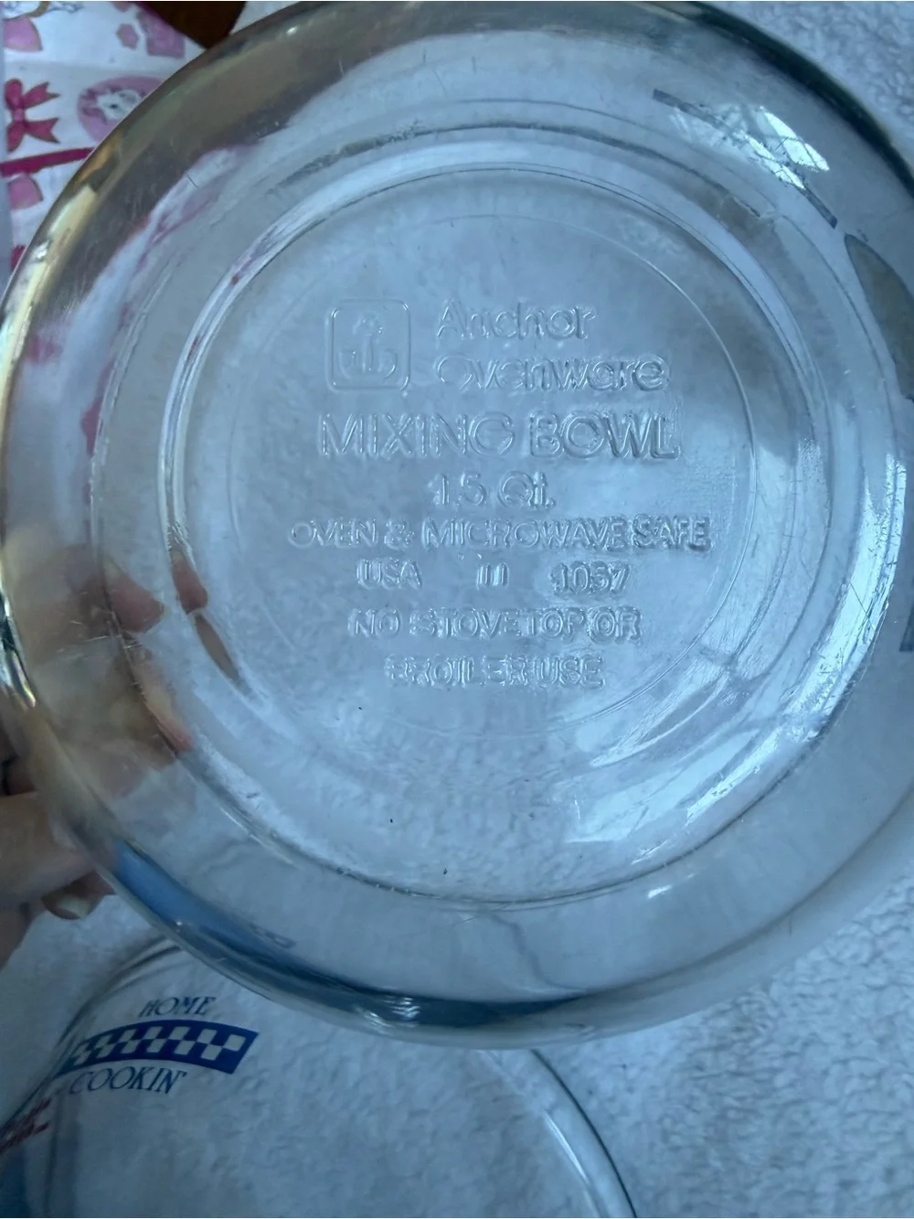 Anchor Hocking Pillsbury Doughboy Poppin Fresh Glass Mixing Bowls 1.5 Qt & 1 Qt